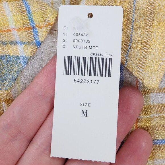 Pilcro Shirt Womens Medium Yellow Plaid Side Slit Maxi Tunic Button Down NEW - Picture 8 of 13